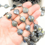 Load image into Gallery viewer, Coated Labradorite Triangle Shape Bezel Oxidized Wire Chain. CLB9