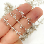 Load image into Gallery viewer, Coated Multi Moonstone Cluster Dangle 925 Sterling Silver Wire Chain. CMS94