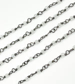 Load image into Gallery viewer, Rainbow Moonstone Wire Wrap Chain made with Black Rhodium 925 Sterling Silver. MS31