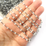 Load image into Gallery viewer, White Moonstone Oxidized 925 Sterling Silver Wire Chain. WMS19