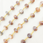 Load image into Gallery viewer, Coated Taupe Moonstone Gold Plated Wire Chain