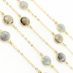 Load image into Gallery viewer, Grey Moonstone Gold Plated Connected Wire Chain. MS71
