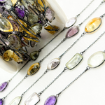 Load image into Gallery viewer, Multi Gemstone Organic Shape Connected Wire Chain. MGS7