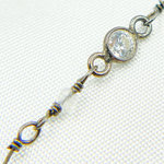 Load image into Gallery viewer, Coated Moonstone & CZ Combination Oxidized Wire Chain. CMS63
