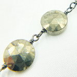 Load image into Gallery viewer, Pyrite Coin Shape Oxidized Wire Chain. PYR46