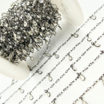 Load image into Gallery viewer, White Topaz & CZ Dangle Oxidized Wire Chain. TOP10