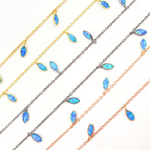 Load image into Gallery viewer, Created Blue Opal Marquise Shape Dangle Chain. CBO3