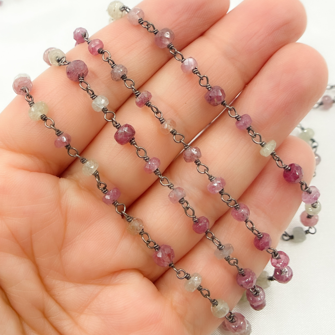 Multi Sapphire Pink Oxidized Wire Chain. MSA10