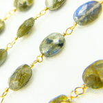 Load image into Gallery viewer, Labradorite Oval Shape Gold Plated Wire Chain. LAB81