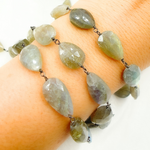 Load image into Gallery viewer, Labradorite Tear Drop Shape Wire Chain. LAB94
