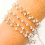 Load image into Gallery viewer, White Moonstone Rose Gold Plated Wire Chain. WMS27