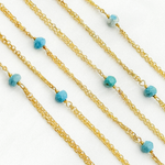 Load image into Gallery viewer, Turquoise Double Gold Plated Connected Wire Chain. TRQ12
