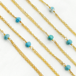 Load image into Gallery viewer, Turquoise Double Gold Plated Connected Wire Chain. TRQ12