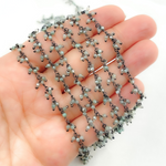 Load image into Gallery viewer, Coated Green Quartz Cluster Dangle Oxidized Wire Chain. CQU41