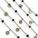 Load image into Gallery viewer, Black Spinel & Dangle Disc Oxidized Wire Chain.