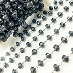 Load image into Gallery viewer, Black Spinel Rondel Faceted Wire Chain. BSP6