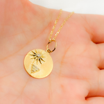 Load image into Gallery viewer, GDP546. 14K Gold Circle Charm Star and Triangle Pendant with Diamonds and Gemstone