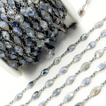 Load image into Gallery viewer, Coated Labradorite Cut Pear Shape Bezel Oxidized Wire Chain. CLB12