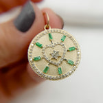 Load image into Gallery viewer, 14k Solid Gold Diamond and Gemstone Circle Heart Charm. GDP572