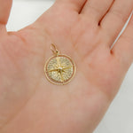 Load image into Gallery viewer, GDP515. 14k Solid Gold Diamond Circle Star Charm
