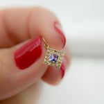 Load image into Gallery viewer, 14K Solid Gold Diamond Square Charm with Gemstones. GDP451