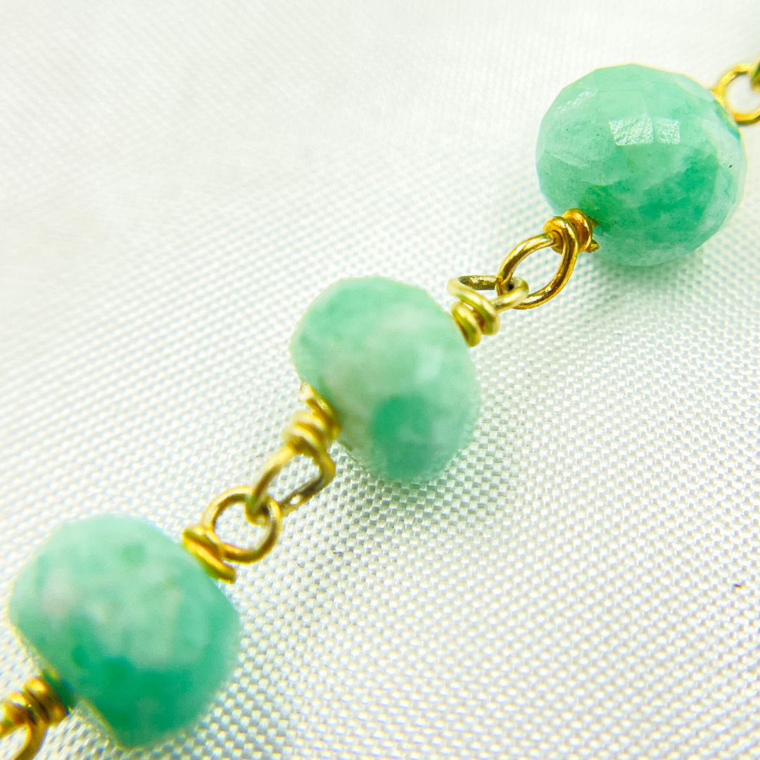 Amazonite Gold Plated Wire Chain. AMZ14