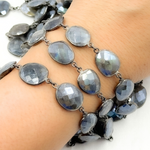 Load image into Gallery viewer, Coated Labradorite Organic Shape Bezel Oxidized Wire Chain