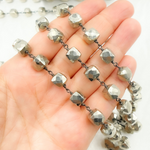Load image into Gallery viewer, Steel Pyrite Cube Shape Oxidized Wire Chain. PYR40