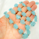Load image into Gallery viewer, Blue Chalcedony Organic Shape Oxidized Wire Chain.