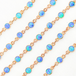 Load image into Gallery viewer, Created Blue Opal Round Shape Connected Chain. CBO8