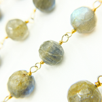 Load image into Gallery viewer, Labradorite Round Shape Gold Plated Wire Chain. LAB87