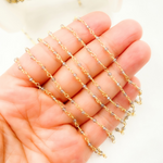 Load image into Gallery viewer, Coated Grey Moonstone Gold Plated Wire Chain. CMS62