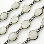 Load image into Gallery viewer, White Moonstone Round Shape Bezel Oxidized Wire Chain. WMS41