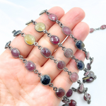 Load image into Gallery viewer, Multi Sapphire Mix Shape Bezel Oxidized Wire Chain. MSA2