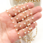 Load image into Gallery viewer, Freshwater Pearl Round Shape Gold Plated Wire Chains