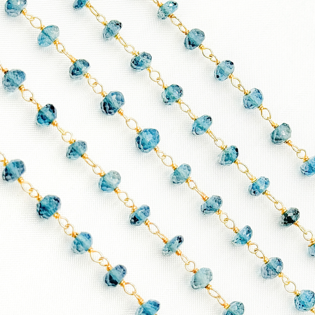 London Blue Topaz Gold Plated 925 Sterling Silver Wire Chain. BT1