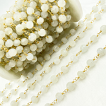 Load image into Gallery viewer, White Rainbow Round Moonstone Gold Plated Wire Chain. MS51
