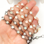 Load image into Gallery viewer, Created White Opal Round Shape Connected Chain. CWO3