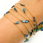 Load image into Gallery viewer, Created Blue Opal Tear Drop Shape Dangle Chain. CBO5