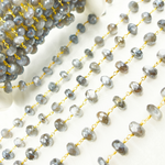 Load image into Gallery viewer, Coated Grey Moonstone Gold Plated Wire Chain. CMS81