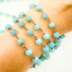 Load image into Gallery viewer, Blue Chalcedony Round Shape Oxidized Wire Chain. BCL1