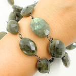 Load image into Gallery viewer, Labradorite Oval Shape Oxidized Wire Chain. LAB90