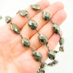 Load image into Gallery viewer, Pyrite Oval Shape Oxidized Wire Chain. PYR45