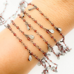 Load image into Gallery viewer, Garnet & CZ Dangle Oxidized Wire Chain