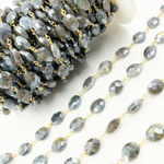 Load image into Gallery viewer, Coated Labradorite Oval Shape Gold Plated Wire Chain. CLB40
