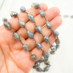 Load image into Gallery viewer, Coated Labradorite Pear Shape Oxidized Wire Chain. CLB2
