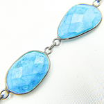 Load image into Gallery viewer, Turquoise Oval Shape Bezel Oxidized Wire Chain. TRQ42
