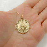 Load image into Gallery viewer, 14k Solid Gold Diamond and Ruby Star Circle Charm. GDP495