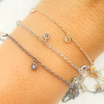 Load image into Gallery viewer, Multi Color Cubic Zirconia 3mm Round Shape Dangle Chain.