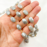 Load image into Gallery viewer, Milky Aquamarine Gold Plated Wire Chain.